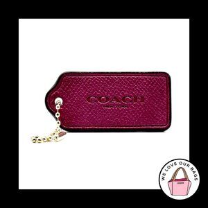 2.25" COACH NEW YORK Pink Pebbled Leather Brass Fob Bag Charm Keychain Hang Tag